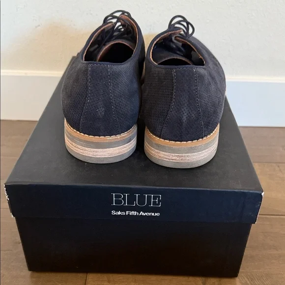 Saks Fifth Avenue Navy Blue Suede Derbys - Picture 5 of 6
